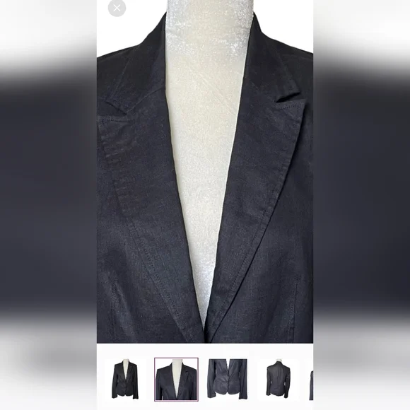 Black 100% Linen Blazer Jacket From BCBG of Paris - Picture 2 of 9